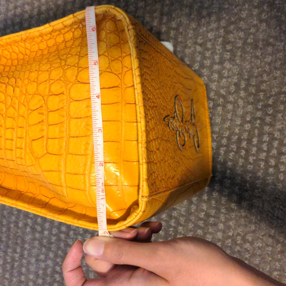 Jessica Simpson Yellow Croc-Embossed Satchel - Picture 9 of 11